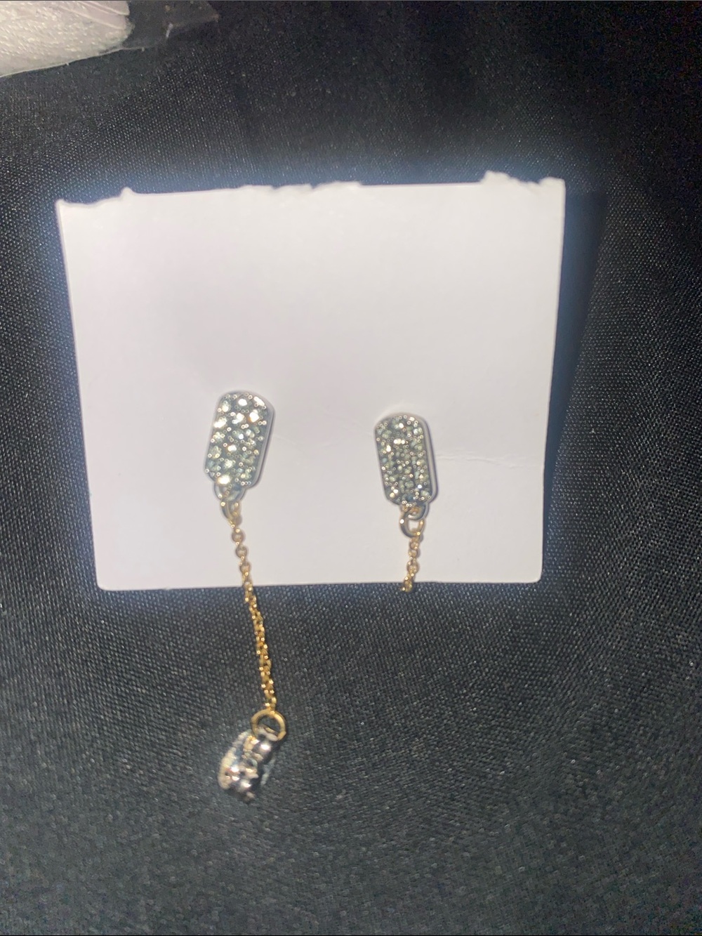 Coach Asymmetrical Crystal Silver and Gold Drop Earrings